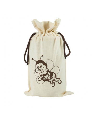 Мішок екологічний на банку меду 900мл. (білий) бджілка