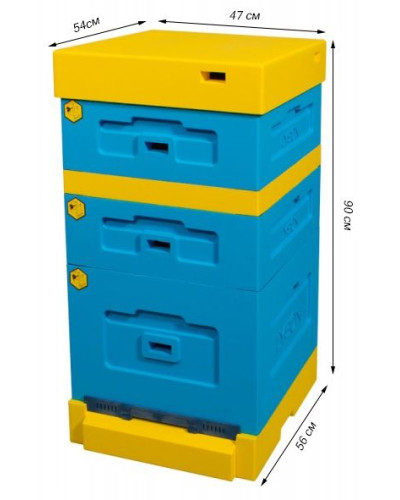 Вулик пінополістирольний Дадан на 10 рамок Lyson з гігієнічним дном фарбований