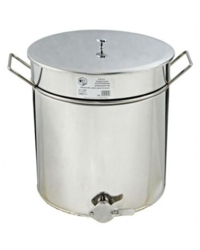 Відстійник нержав. 50 л з клапаном нержав. 5/4" (Ø 400, H 440) з захватами з ситом гориз. нержав.