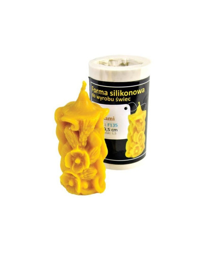 Форма силіконова для свічок - Свічка звичайна з квітами (9,5см)