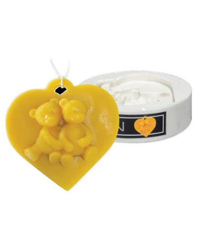 Форма силіконова для свічок - Ведмедики на серці (підвіска)