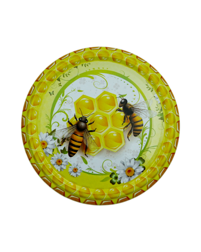 Кришка металева для меду (Твіст-82) Бджоли на стільнику