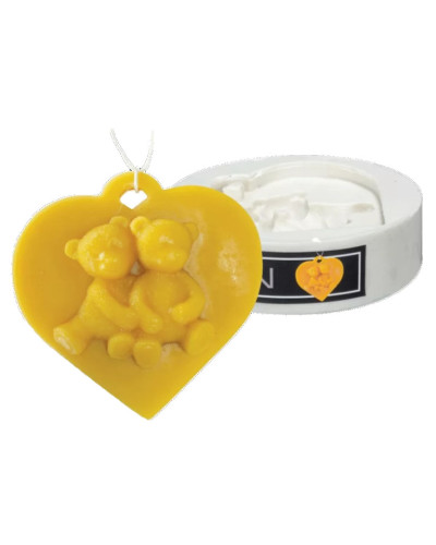 Форма силіконова для свічок - Ведмедики на серці (підвіска)